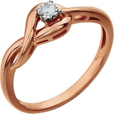 Sterling Silver and Rose Plated .04 CTW Diamond Promise Ring Size 7 Ref 650894