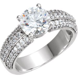 14K White 6.5mm Round 3/4 CTW Diamond Semi-set Engagement Ring | Stuller