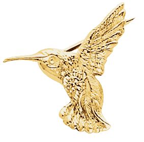 Brooche, Pin , 10K Yellow 19x21mm Hummingbird Brooch