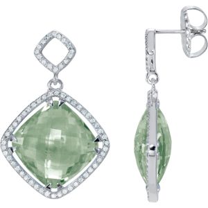 Sterling Silver Green Quartz & 5/8 CTW Diamond Earrings | Stuller
