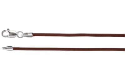 7-inch Brown Leather Bracelet - Sterling Silver
