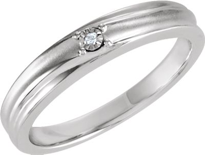 Sterling Silver .01 CTW Diamond Illusion Band Size 7