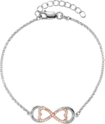 Rose Gold Plated Silver .17 CTW Diamond Love for Infinity 7.25 inch Bracelet