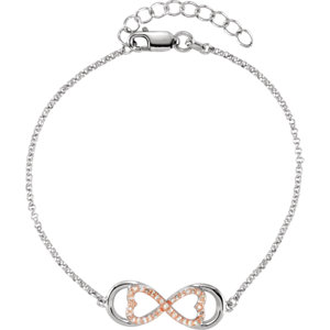 Rose Gold Plated Silver .17 CTW Diamond Love for Infinity 7.25 inch Bracelet