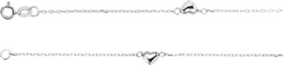 14K White .75mm Diamond-Cut Cable Heart 10