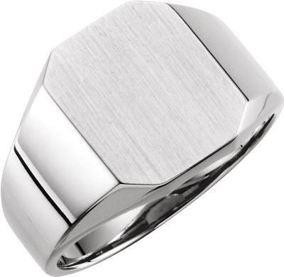 Fashion Rings , Palladium 14x12mm Men's Signet Ring 