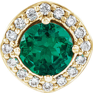 Pendant, 14K Yellow ChathamÂ® Created Emerald & .08 CTW Diamond Pendant   