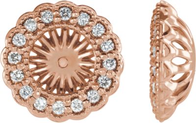 Earring Jackets, 14K Rose 1/2 CTW Diamond Earring Jackets  