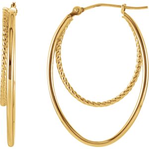 14K Yellow Oval Hoop Earrings | Stuller