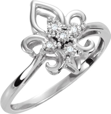 .03 CTW Fleur de Lis Diamond Ring Ref 650064