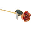 12 Inch Lacquered Orange Rose With Gold Trim