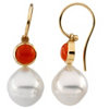6mm Carnelian and 11mm South Sea Cultured Pearl Earrings