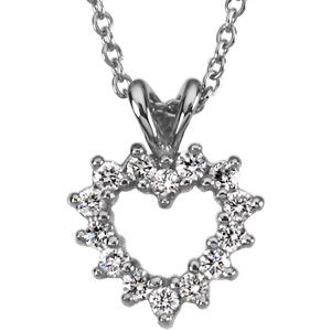 Pendant,  Platinum Diamond Heart Pendant