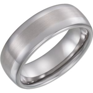 Tungsten 8mm Rounded Edge Band with Satin Center Size 11 | Stuller