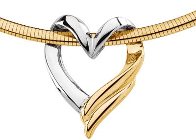 14K White & Yellow Heart Chain Slide