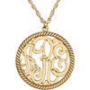 25mm 3 Letter Block Monogram Necklace with Rope Border Ref 86036