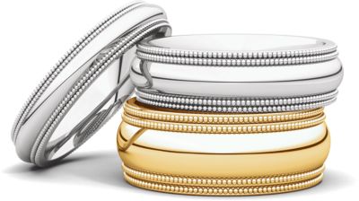 Double Milgrain Comfort Fit Wedding Bands