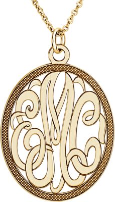 Oval 3 Letter Script Monogram Necklace with Border Ref 86032