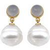 6mm Chacedony and 11mm South Sea Cultured Pearl Earrings Ref 64111