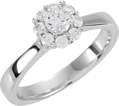 .50 CTW Diamond Halo Styled Cluster Engagement Ring