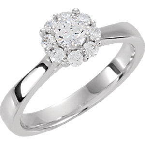 .50 CTW Diamond Halo Styled Cluster Engagement Ring