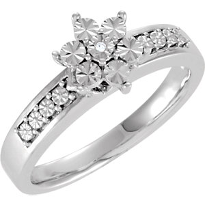 Sterling Silver .005 CTW Diamond Illusion Engagement Ring Size 7
