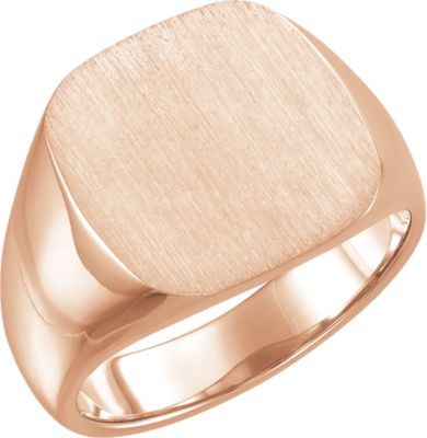 Fashion Rings , 14K Rose 16mm Men's Solid Signet Ring 