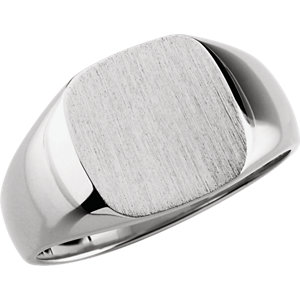 Fashion Rings , Platinum 10mm Men's Solid Signet Ring 