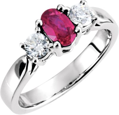 Platinum Ruby & Diamond Ring - 61466:250507:P