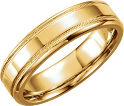 14K Yellow 6 mm Milgrain Flat Edge Band Size 6 Ref 98795