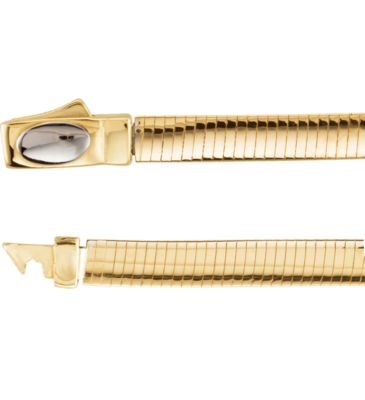 16-inch Two Tone Reversible Omega Necklace - 14K Yellow Gold & White