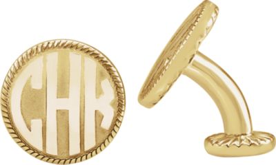 16.5mm 3 Letter Block Monogram Cuff Links Ref 651572