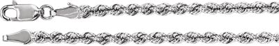 16-inch Rope Chain with Lobster Clasp 14K White Gold