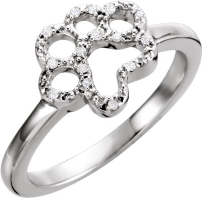 paw print engagement ring