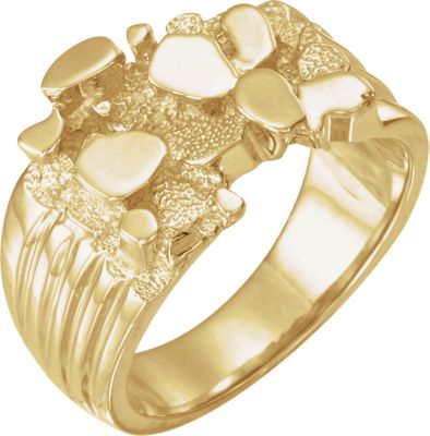 Fashion Rings , 10K Yellow Men's Solid Nugget Ring  