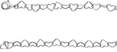 7.25-inch Heart Link Chain with Lobster Clasp - Sterling Silver