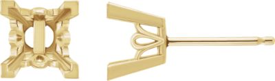 14K Yellow 3x3 mm Square 4-Prong Earring Mounting