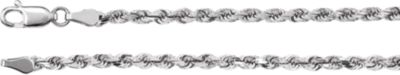 16-inch Diamond Cut Rope Chain with Lobster Clasp 14K White Gold