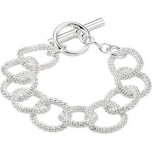 8-inch Mesh Link Bracelet with Toggle Clasp - Sterling Silver