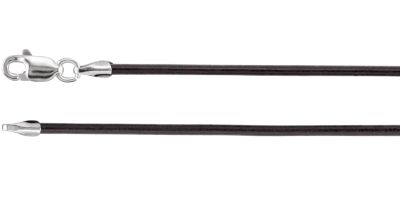 20-inch Black Leather Cord with Lobster Clasp - Sterling Silver