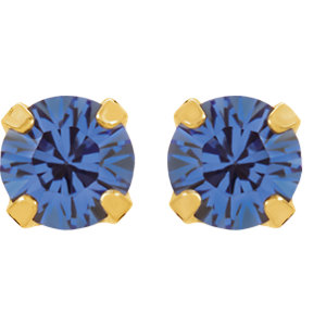 Earrings , 24K Gold Plated Sterling Silver Imitation Blue Sapphire  InvernessÂ® Piercing Earrings
