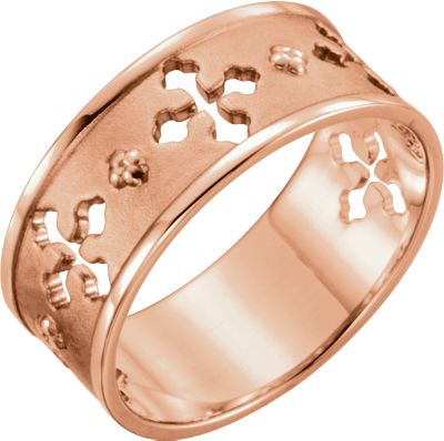 Religious Rings, 14K Rose Pierced Cross Ring