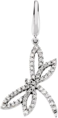 Charm / Pendant, 14K White 1/3 CTW Diamond Dragonfly Charm