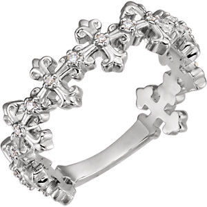 Religious Rings, Sterling Silver .06 CTW Diamond Cross Ring