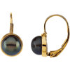 Black Pearl Lever Back Earrings 7 to 7.5mm Freshwater Pearls Ref 830362