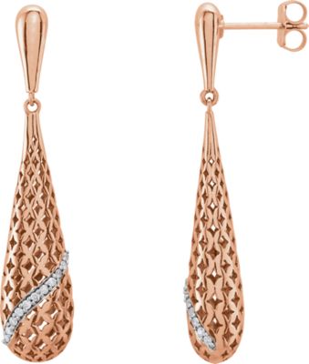 14K Rose .13 CTW Diamond Teardrop Shaped Earrings Ref 85669