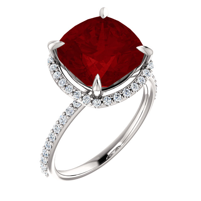 Ruby Halo Diamond Engagement Ring